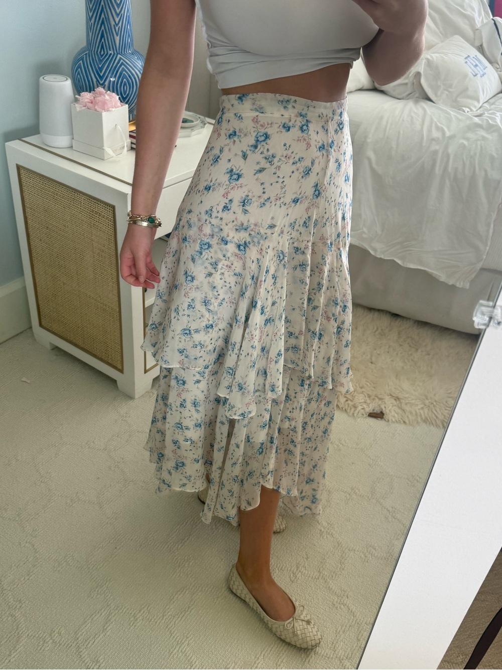 Love Shack Fancy Tiered Midi Skirt